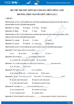 Bộ 5 đề thi thử THPT QG năm 2021 môn Tiếng Anh Trường THPT Nguyễn Hữu Tiến Lần 2