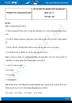 Bộ 5 đề thi thử THPT QG năm 2021 môn Vật Lý có đáp án Trường THPT Trần Nguyên Hãn
