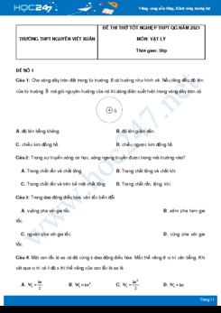 Bộ 5 đề thi thử THPT QG năm 2021 môn Vật Lý có đáp án Trường THPT Nguyễn Viết Xuân