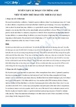 Tuyển tập các đoạn văn Tiếng Anh viết về môn thể thao yêu thích cực hay