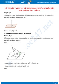 Lý thuyết và bài tập về khoảng cách từ một điểm đến mặt phẳng Toán 11