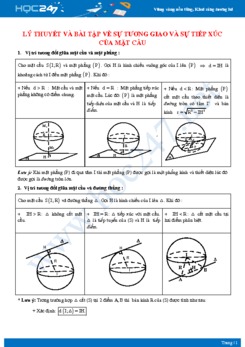 Lý thuyết và bài tập về sự tương giao và sự tiếp xúc của mặt cầu