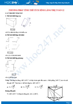 Phương pháp tính thể tích hình lăng trụ Toán 12