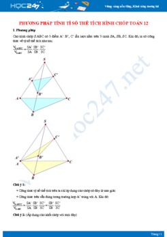 Phương pháp tính tỉ số thể tích hình chóp Toán 12