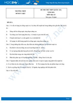 Bộ 4 Đề thi thử THPT QG môn Địa Lí năm 2021 Trường THPT Đỗ Huy Liệu