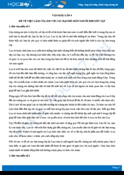 Kể về việc làm của em với các bạn để giúp người khuyết tật - Văn mẫu lớp 4