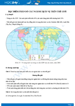 Kiến thức trọng tâm Đặc điểm phân bố ngành dịch vụ trên thế giới Địa lí 10