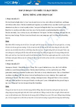 Top 25 đoạn văn miêu tả bạn thân bằng Tiếng Anh chọn lọc