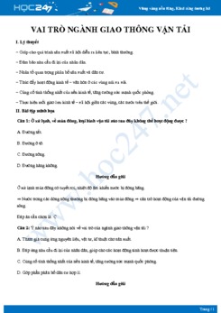 Lý thuyết và bài tập minh họa Vai trò ngành giao thông vận tải Địa lý 10