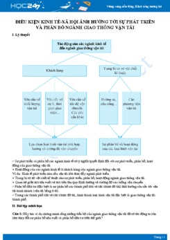 Lý thuyết Ảnh hưởng của các điều kiện kinh tế-xã hội tới ngành giao thông vận tải Địa lý 10