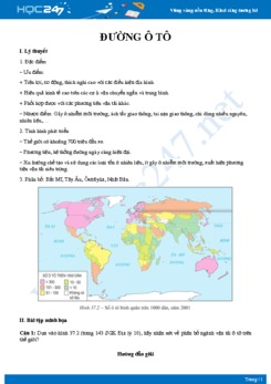 Kiến thức trọng tâm Địa lí ngành đường ô tô Địa lí 10