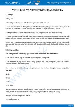 Lý thuyết ôn tập Vùng đất và vùng trời của nước ta Địa lý 12