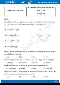 Bộ 5 đề thi thử THPT QG năm 2021 môn Vật Lý có đáp án Trường THPT Tăng Bạt Hổ