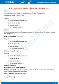 Các dạng bài toán lãi suất thường gặp