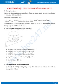 Chuyên đề mặt cầu trong không gian Oxyz