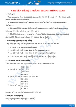 Chuyên đề mặt phẳng trong không gian Oxyz