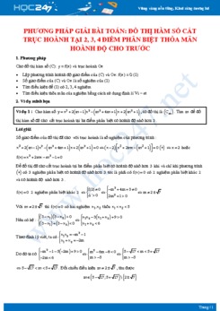 Phương pháp giải bài toán đồ thị hàm số cắt trục hoành tại 2, 3, 4 điểm phân biệt thỏa mãn hoành độ cho trước