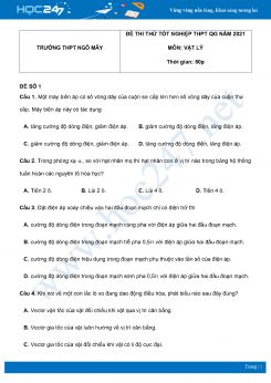 Bộ 5 đề thi thử THPT QG năm 2021 môn Vật Lý có đáp án Trường THPT Ngô Mây