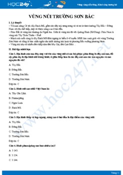 Lý thuyết ôn tập Các đặc điểm vùng núi Trường Sơn Bắc nước ta Địa lý 12