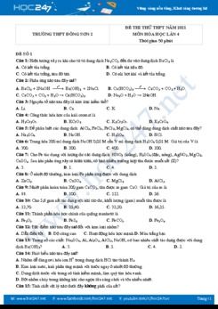 Bộ 5 đề thi thử THPT QG năm 2021 môn Hóa học có đáp án lần 4 Trường THPT Cát Hanh