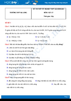 Bộ 5 đề thi thử THPT QG năm 2021 môn Vật Lý có đáp án Trường THPT Hạ Long