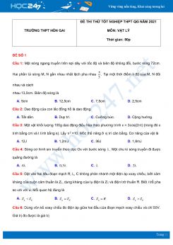 Bộ 5 đề thi thử THPT QG năm 2021 môn Vật Lý có đáp án Trường THPT Hòn Gai