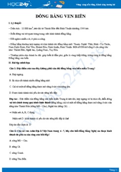 Lý thuyết Đặc điểm của vùng Đồng bằng ven biển nước ta Địa lý 12