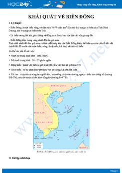 Khái quát các đặc điểm của Biển Đông Địa lý 12