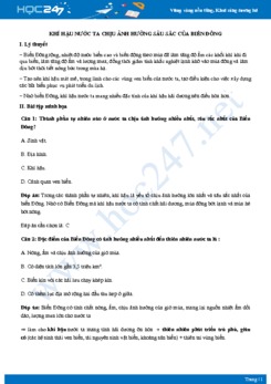 Chuyên đề Sự ảnh hưởng của của Biển đông đến khí hậu nước ta Địa lý 12