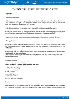 Lý thuyết Ảnh hưởng của Biển Đông đến tài nguyên thiên nhiên vùng biển Địa lý 12