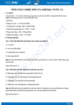 Chuyên đề Tính chất nhiệt đới của khí hậu nước ta Địa lý 12