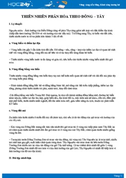 Chuyên đề Thiên nhiên phân hóa theo chiều Đông - Tây Địa lý 12