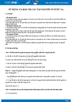 Lý thuyết Sử dụng và bảo vệ các loại tài nguyên ở nước ta Địa lý 12
