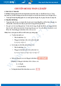 Chuyên đề bài toán lãi kép