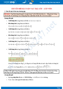 Chuyên đề bài toán vay trả góp – góp vốn