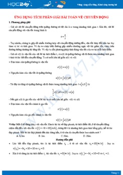 Ứng dụng tích phân giải bài toán về chuyển động