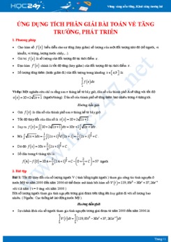 Ứng dụng tích phân giải bài toán về tăng trưởng, phát triển