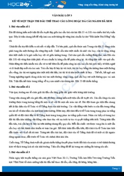 Kể về một trận thi đấu thể thao cầu lông hoặc đá cầu mà em đã xem - Văn mẫu lớp 3
