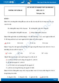 Bộ 5 đề thi thử THPT QG năm 2021 môn Vật Lý có đáp án Trường THPT Uông Bí