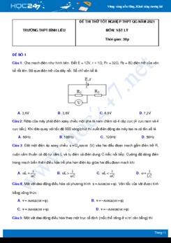 Bộ 5 đề thi thử THPT QG năm 2021 môn Vật Lý có đáp án Trường THPT Bình Liêu