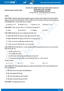 Bộ 3 đề thi thử tốt nghiệp THPT năm 2021 môn Sinh - Trường THPT Nguyễn Trãi lần 2 có đáp án