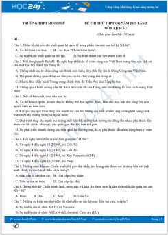 Bộ 5 đề thi thử THPT QG năm 2021 môn Lịch Sử có đáp án lần 2 Trường THPT Minh Phú