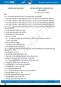 Bộ 5 đề thi thử THPT QG năm 2021 môn Lịch Sử có đáp án lần 3 Trường THPT Mậu Duệ