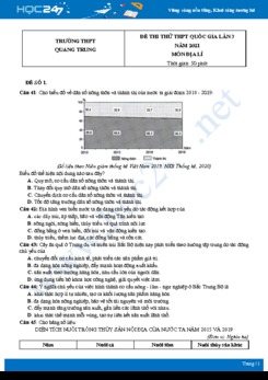 Bộ 5 Đề thi thử THPT QG môn Địa Lí năm 2021 Trường THPT Quang Trung lần 3