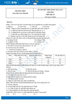 Bộ 5 Đề thi thử THPT QG môn Địa Lí năm 2021 Trường THPT Nguyễn Tất Thành lần 3