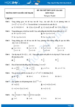 Bộ 4 đề thi thử THPT QG năm 2021 môn Toán lần 3 - Trường THPT Nguyễn Chí Thanh