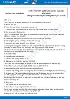 Bộ 5 đề thi thử THPT QG năm 2021 môn GDCD Trường THPT Gia Bình 1