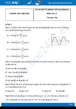 Bộ 5 đề thi thử THPT QG năm 2021 môn Vật Lý có đáp án Trường THPT Hàm Rồng