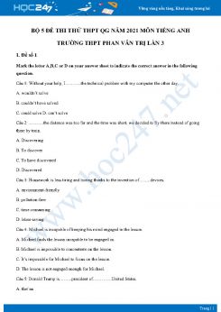 Bộ 5 đề thi thử THPT QG năm 2021 môn Tiếng Anh Trường THPT Phan Văn Trị Lần 3