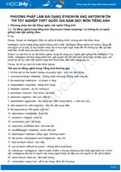 Phương pháp làm bài dạng synonym and antonym ôn thi THPT Quốc gia năm 2021 môn Tiếng Anh